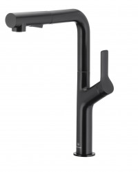 KFA - DUERO DESIGN dřezová baterie s otočnou vytahovací sprchou a přepínáním, černá (6623-220-81)