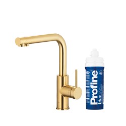 KFA - Duero pure basic, filtrující s otočnou výtokovou armaturou, broušené světlé zlato + profine blue s (6623-913-39)