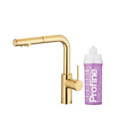 KFA - Duero pure basic pull-out, filtrující s otočnou výtokovou armaturou, broušené světlé zlato + profine lilac (6623-115-39)