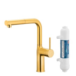 KFA - Duero pure move pull-out bat. kuchyňská filtrující, broušené zlato + filtr hydro+ (6623-422-31)