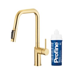 KFA - Duero pure style, filtrující, s otočnou výtokovou armaturou, PVD broušené světlé zlato + profine blue s (6623-313-39)