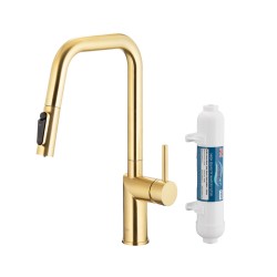 KFA - Duero pure style, filtrující, s výtokovou armaturou, PVD broušené světlé zlato + filtr hydro+ (6623-312-39)