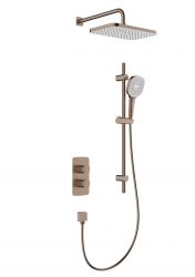 KFA - Sada sprchová Malaga, termostatická, podomítková s posuvným drážkovým ramenem, PVD broušené růžové zlato (5759-301-34)