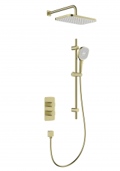 KFA - Sada sprchová Malaga, termostatická, podomítková s posuvným drážkovým ramenem, PVD broušené zlato (5759-301-31)