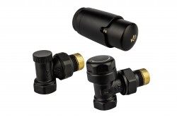 KFA - Sada termostatická radiátorová, úhlová Komfort Pro, černá (757-130-81-BL)