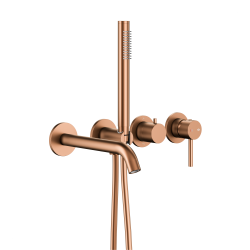 KFA - Set vanový, podomítkový Moza s baterií 3-otvorovou, 2 funkční, broušené růžové zlato (5039-411-34)