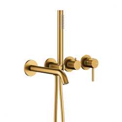 KFA - Set vanový, podomítkový Moza s baterií 3-otvorovou, 2 funkční, broušené zlato (5039-411-31)