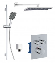 Kielle - Arkas I Sprchový set s termostatickou baterií pod omítku, pro 2 spotřebiče, s příslušenstvím a tělesem, chrom (20611SPT10)