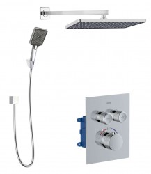 Kielle - Arkas I Sprchový set s termostatickou baterií pod omítku, pro 2 spotřebiče, s příslušenstvím a tělesem, chrom (20611SPT20)