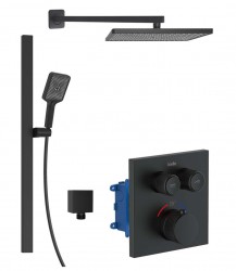 Kielle - Arkas I Termostatická baterie pod omítku, pro 2 spotřebiče, s příslušenstvím a tělesem, matná černá (20611SPT34)