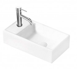 Kielle - Arkas I Umývátko 42x23 cm, bez přepadu, 1 otvor pro baterii vlevo, bílá (30611400L)