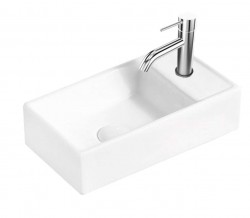 Kielle - Arkas I Umývátko 42x23 cm, bez přepadu, 1 otvor pro baterii vpravo, bílá (30611400R)