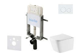 Kielle - Genesis New Set předstěnové instalace, klozetu Arkas I, Vortex Rimless+, sedátka softclose a tlačítka Gemini New I, lesklá bílá (30528SZ73)