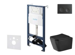 Kielle - Genesis New Set předstěnové instalace, klozetu Arkas I, Vortex Rimless+, sedátka softclose a tlačítka Gemini New I, matná černá (30528SS94)
