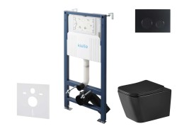 Kielle - Genesis New Set předstěnové instalace, klozetu Arkas I, Vortex Rimless+, sedátka softclose a tlačítka Gemini New II, matná černá (30528SS95)