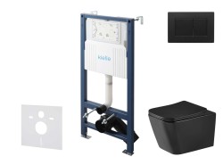 Kielle - Genesis New Set předstěnové instalace, klozetu Arkas I, Vortex Rimless+, sedátka softclose a tlačítka Gemini New III, matná černá (30528SS96)