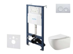 Kielle - Genesis New Set předstěnové instalace, klozetu Gaia, Rimless, sedátka softclose a tlačítka Gemini New I, lesklý chrom (30528SS11)