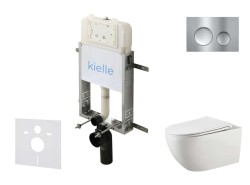 Kielle - Genesis New Set předstěnové instalace, klozetu Gaia, Rimless, sedátka softclose a tlačítka Gemini New I, lesklý chrom (30528SZ11)