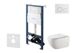 Kielle - Genesis New Set předstěnové instalace, klozetu Gaia, Rimless, sedátka softclose a tlačítka Gemini New II, lesklá bílá/chrom (30528SS13)