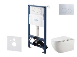 Kielle - Genesis New Set předstěnové instalace, klozetu Gaia, Rimless, sedátka softclose a tlačítka Gemini New II, lesklý chrom (30528SS14)