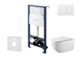 Kielle - Genesis New Set předstěnové instalace, klozetu Gaia, Rimless, sedátka softclose a tlačítka Gemini New III, lesklá bílá (30528SS16)