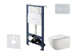 Kielle - Genesis New Set předstěnové instalace, klozetu Gaia, Rimless, sedátka softclose a tlačítka Gemini New III, lesklý chrom (30528SS17)