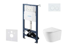 Kielle - Genesis New Set předstěnové instalace, klozetu Nefia, Vortex Rimless+, sedátka softclose a tlačítka Gemini New I, lesklá bílá (30528SS46)