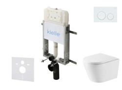 Kielle - Genesis New Set předstěnové instalace, klozetu Nefia, Vortex Rimless+, sedátka softclose a tlačítka Gemini New I, lesklá bílá (30528SZ46)