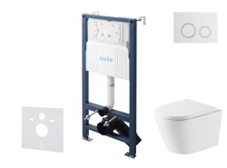 Kielle - Genesis New Set předstěnové instalace, klozetu Nefia, Vortex Rimless+, sedátka softclose a tlačítka Gemini New II, lesklá bílá/chrom (30528SS49)