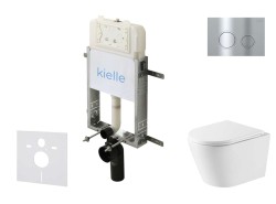 Kielle - Genesis New Set předstěnové instalace, klozetu Nefia, Vortex Rimless+, sedátka softclose a tlačítka Gemini New II, lesklý chrom (30528SZ50)