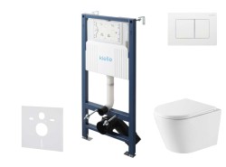 Kielle - Genesis New Set předstěnové instalace, klozetu Nefia, Vortex Rimless+, sedátka softclose a tlačítka Gemini New III, lesklá bílá (30528SS52)