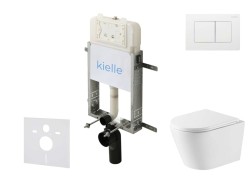 Kielle - Genesis New Set předstěnové instalace, klozetu Nefia, Vortex Rimless+, sedátka softclose a tlačítka Gemini New III, lesklá bílá (30528SZ52)