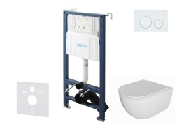 Kielle - Genesis New Set předstěnové instalace, klozetu Oudee, Rimless, sedátka softclose a tlačítka Gemini New I, lesklá bílá (30528SS01)