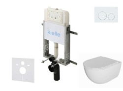 Kielle - Genesis New Set předstěnové instalace, klozetu Oudee, Rimless, sedátka softclose a tlačítka Gemini New I, lesklá bílá (30528SZ01)