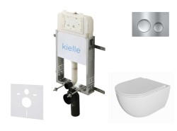 Kielle - Genesis New Set předstěnové instalace, klozetu Oudee, Rimless, sedátka softclose a tlačítka Gemini New I, lesklý chrom (30528SZ02)
