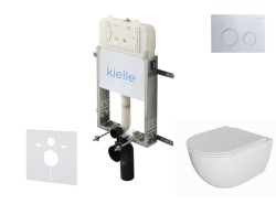 Kielle - Genesis New Set předstěnové instalace, klozetu Oudee, Rimless, sedátka softclose a tlačítka Gemini New II, lesklý chrom (30528SZ05)