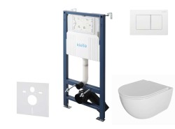 Kielle - Genesis New Set předstěnové instalace, klozetu Oudee, Rimless, sedátka softclose a tlačítka Gemini New III, lesklá bílá (30528SS07)