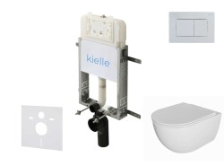 Kielle - Genesis New Set předstěnové instalace, klozetu Oudee, Rimless, sedátka softclose a tlačítka Gemini New III, lesklý chrom (30528SZ08)