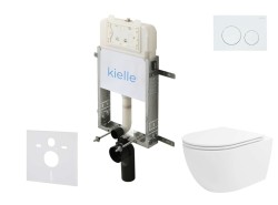 Kielle - Genesis New Set předstěnové instalace, klozetu Oudee, Vortex Rimless+, sedátka softclose a tlačítka Gemini New I, lesklá bílá (30528SZ28)