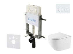 Kielle - Genesis New Set předstěnové instalace, klozetu Oudee, Vortex Rimless+, sedátka softclose a tlačítka Gemini New I, lesklá bílá (30528SZ64)