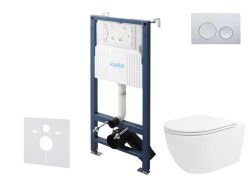 Kielle - Genesis New Set předstěnové instalace, klozetu Oudee, Vortex Rimless+, sedátka softclose a tlačítka Gemini New I, lesklý chrom (30528SS29)