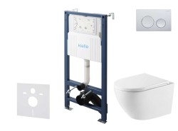 Kielle - Genesis New Set předstěnové instalace, klozetu Oudee, Vortex Rimless+, sedátka softclose a tlačítka Gemini New I, lesklý chrom (30528SS56)