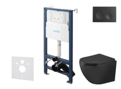 Kielle - Genesis New Set předstěnové instalace, klozetu Oudee, Vortex Rimless+, sedátka softclose a tlačítka Gemini New I, matná černá (30528SS91)