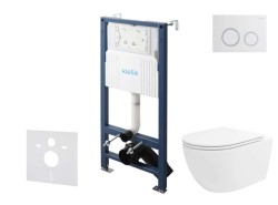 Kielle - Genesis New Set předstěnové instalace, klozetu Oudee, Vortex Rimless+, sedátka softclose a tlačítka Gemini New II, lesklá bílá/chrom (30528SS31)