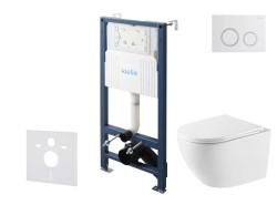 Kielle - Genesis New Set předstěnové instalace, klozetu Oudee, Vortex Rimless+, sedátka softclose a tlačítka Gemini New II, lesklá bílá/chrom (30528SS58)