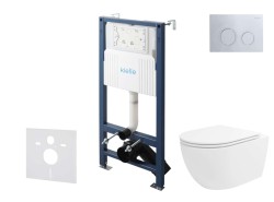 Kielle - Genesis New Set předstěnové instalace, klozetu Oudee, Vortex Rimless+, sedátka softclose a tlačítka Gemini New II, lesklý chrom (30528SS32)