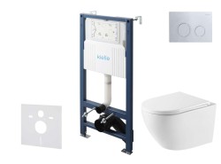 Kielle - Genesis New Set předstěnové instalace, klozetu Oudee, Vortex Rimless+, sedátka softclose a tlačítka Gemini New II, lesklý chrom (30528SS59)