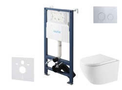 Kielle - Genesis New Set předstěnové instalace, klozetu Oudee, Vortex Rimless+, sedátka softclose a tlačítka Gemini New II, lesklý chrom (30528SS68)