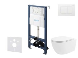 Kielle - Genesis New Set předstěnové instalace, klozetu Oudee, Vortex Rimless+, sedátka softclose a tlačítka Gemini New III, lesklá bílá (30528SS34)