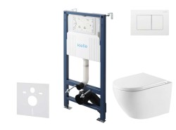 Kielle - Genesis New Set předstěnové instalace, klozetu Oudee, Vortex Rimless+, sedátka softclose a tlačítka Gemini New III, lesklá bílá (30528SS61)